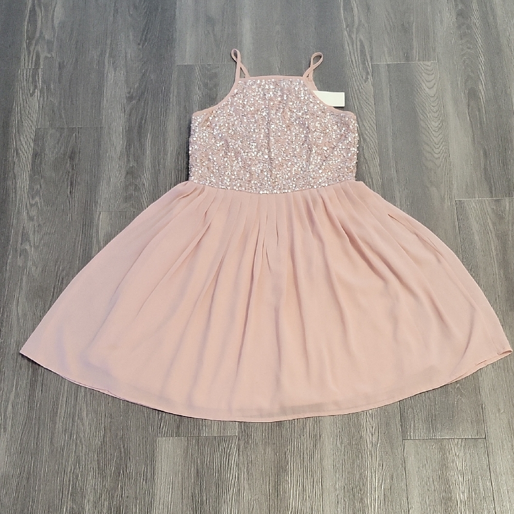 Elegant Blush Kids Dress with Sequined Bodice